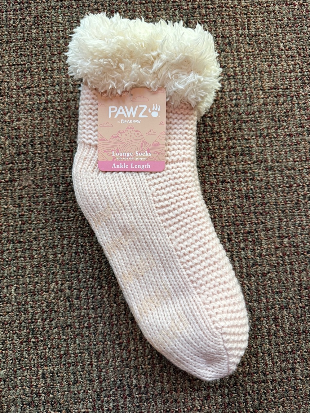 PAWZ Lounge Ankle Socks - Cream Cozy Faux-Fur Cuff